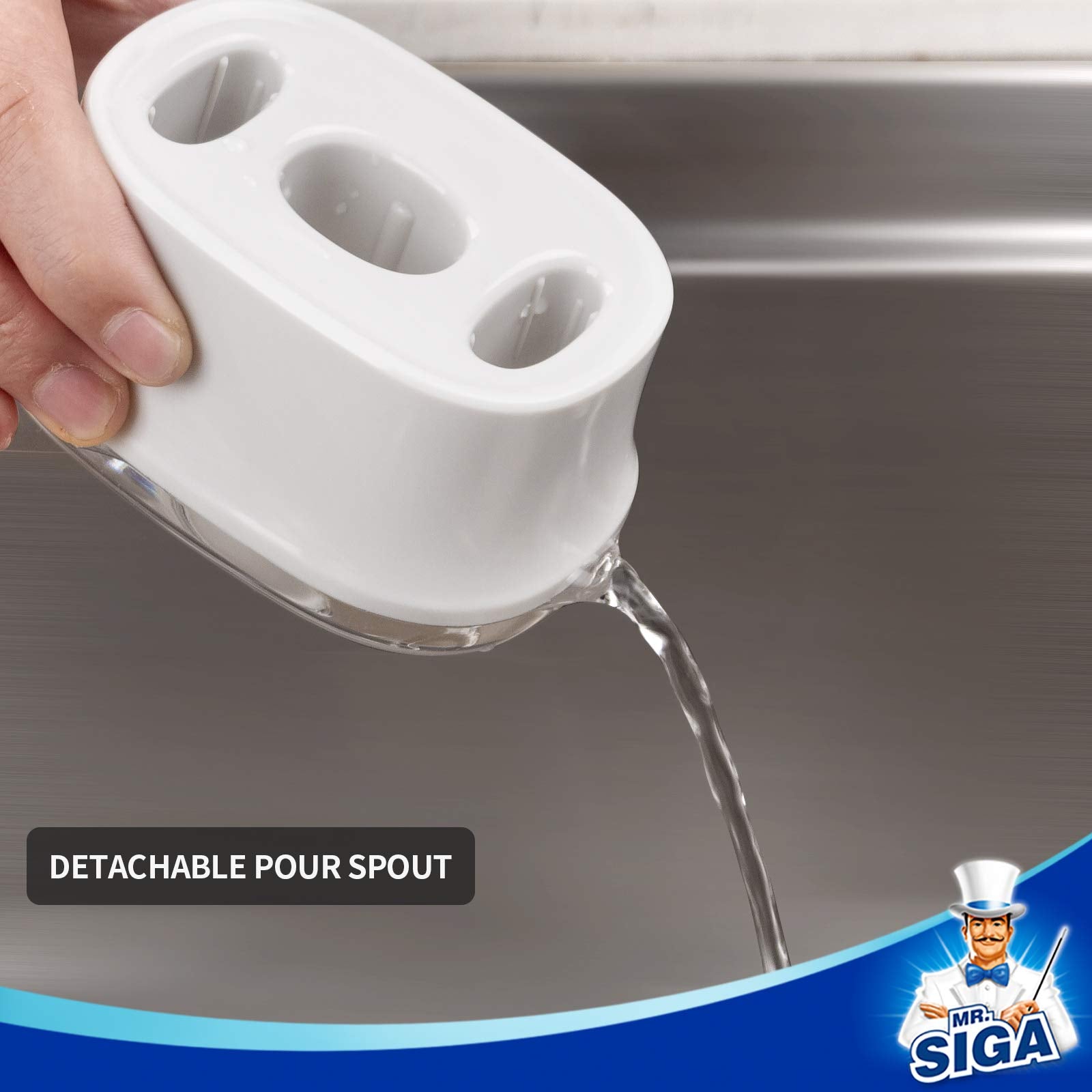 MR.SIGA drip-catching design minimizes mess during drying and cleaning.