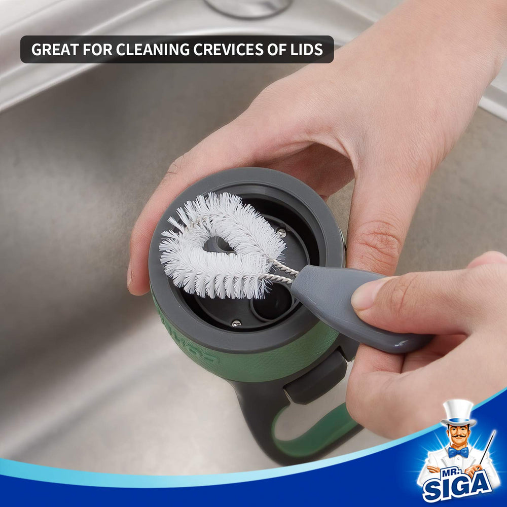 MR.SIGA straw brush cleans silicone or stainless steel straws completely.