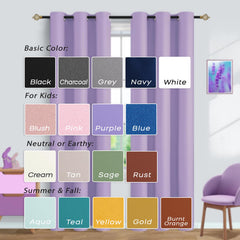 Mrs.Naturall light purple curtains close-up fabric texture showing blackout feel