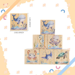 MRYAWXBK watercolor ocean animals blocks in soft hues for nursery shelves