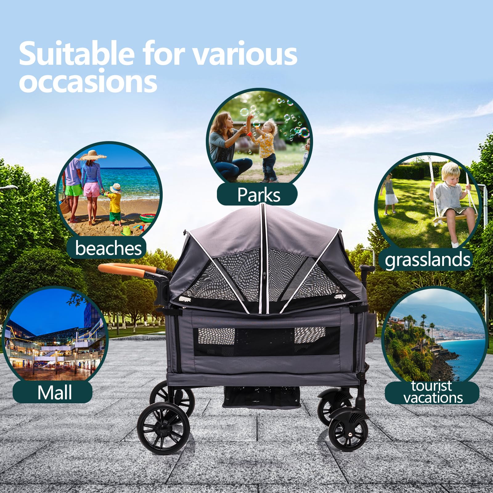MRZLB Wagon 5-point harness ensuring secure seating for two kids