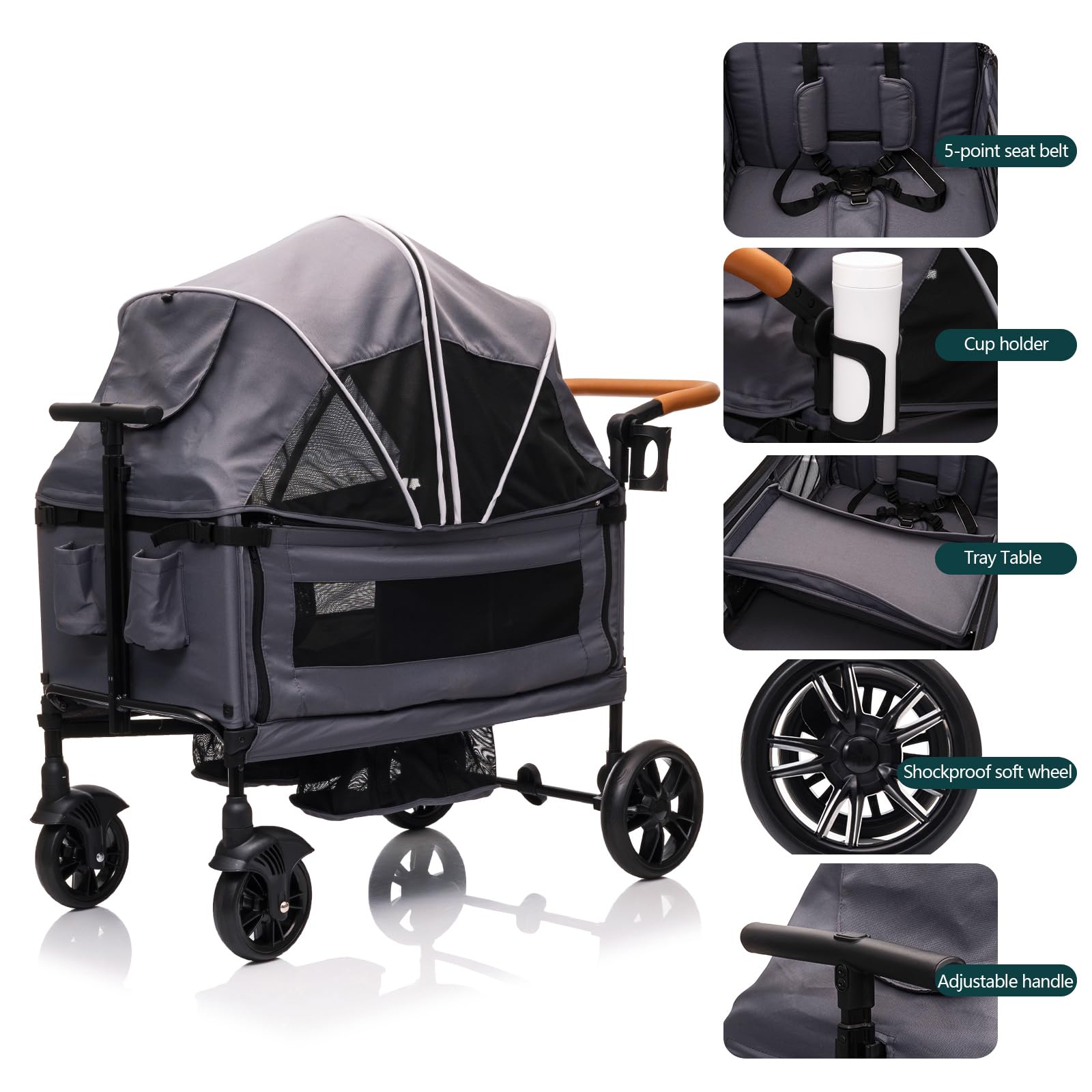MRZLB Wagon adjustable sun canopy protecting little ones from sun