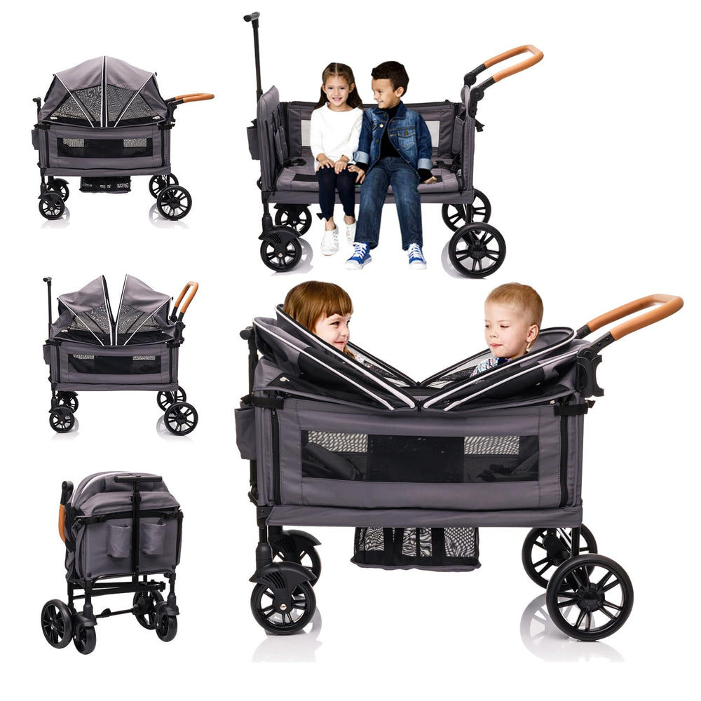 MRZLB Wagon Double Stroller folded for easy storage and travel