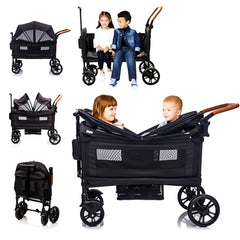 MRZLB wagon double stroller front seat view for twin outings with secure seating