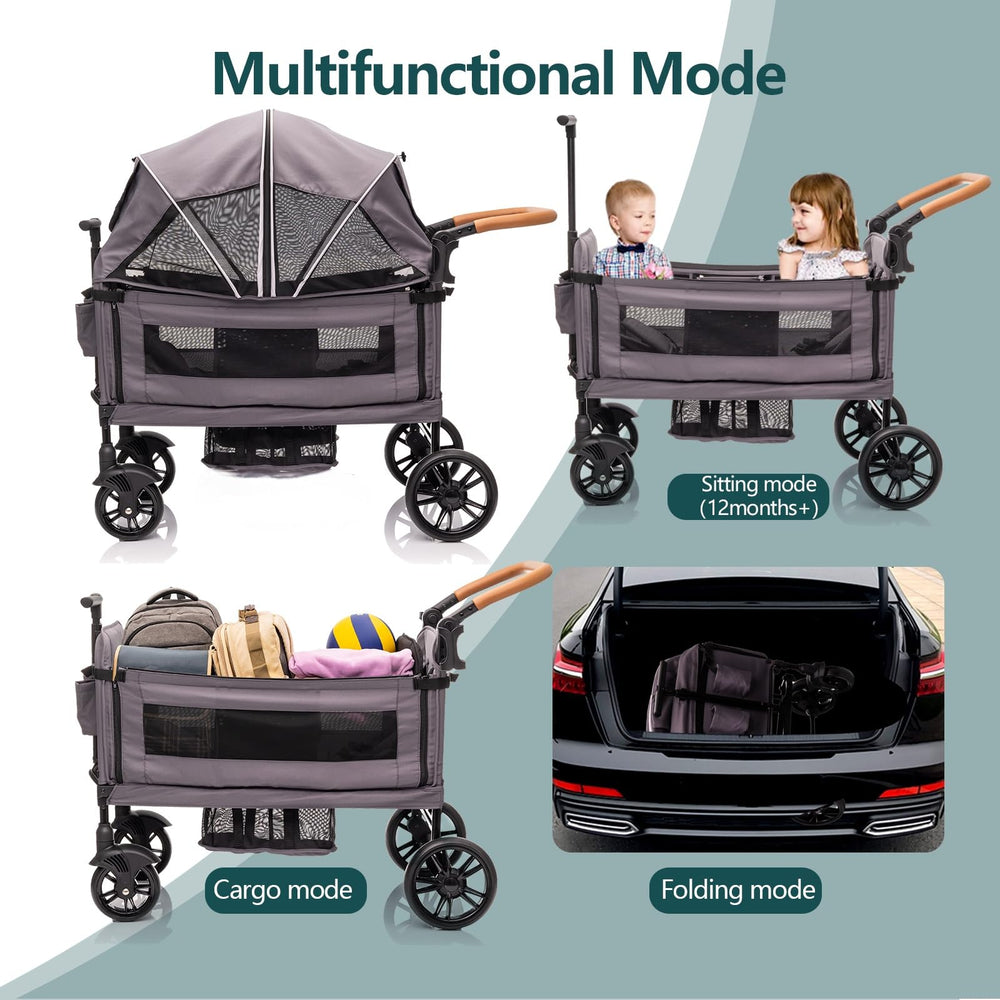 MRZLB Wagon Double Stroller open for twins with comfortable seating