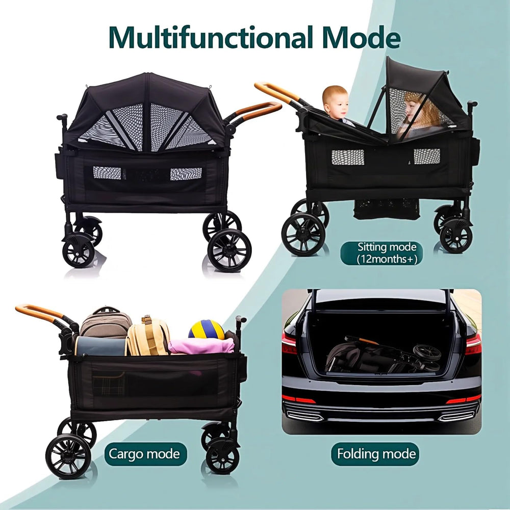 MRZLB wagon double-stroller side-seat layout for infants and toddlers