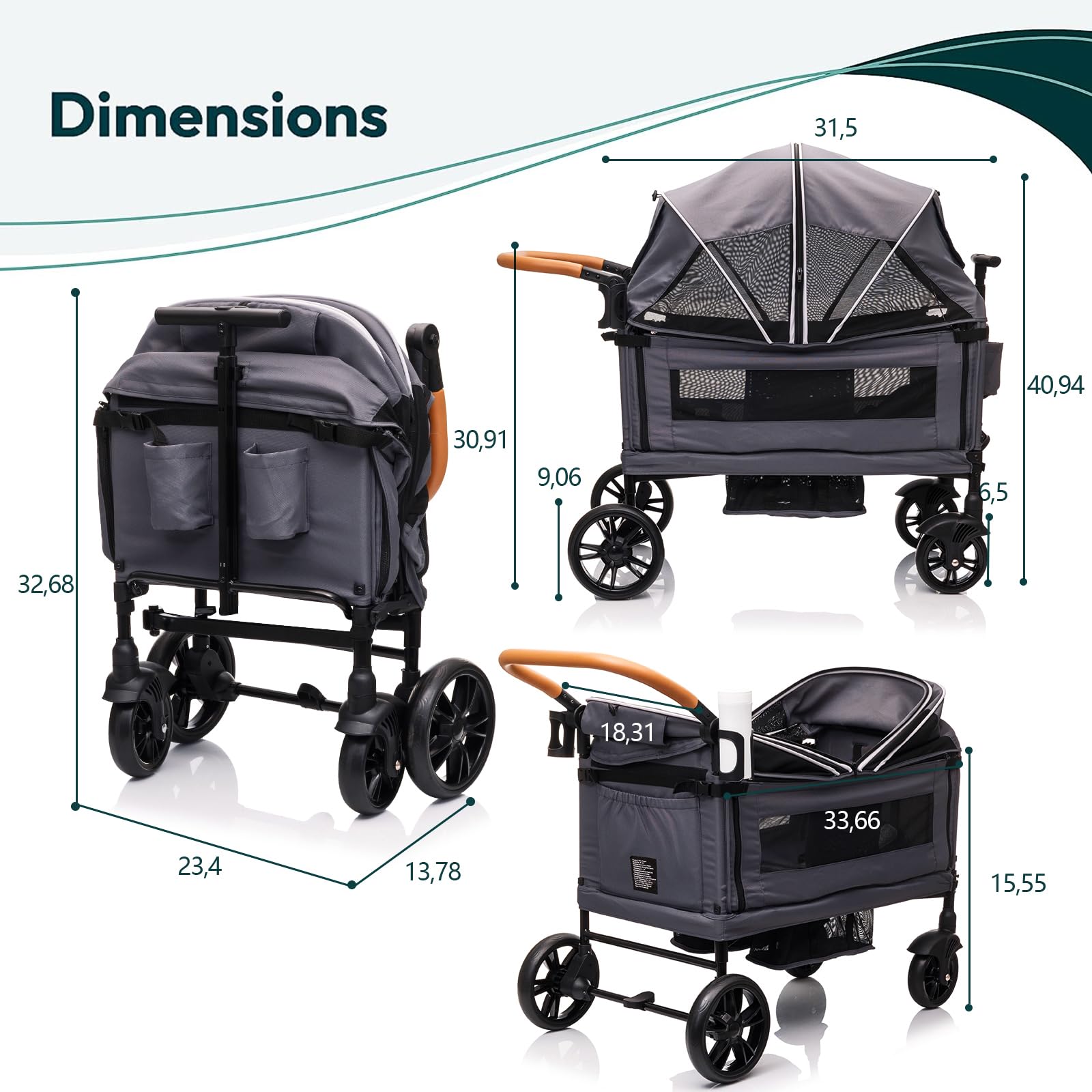 MRZLB Wagon soft suspension wheels glide smoothly on sidewalks