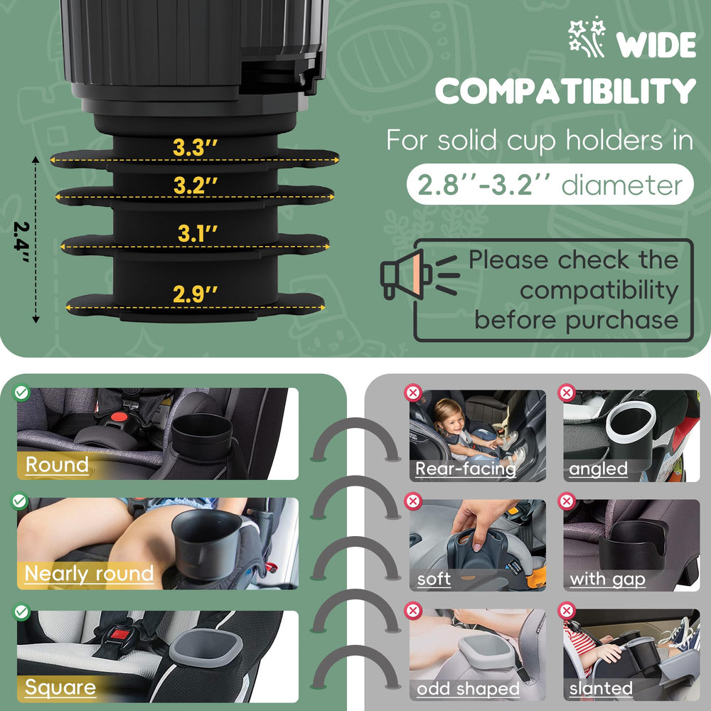 MS MASTER SHOW rubber base keeps tray secure in cup holder during bumpy rides.