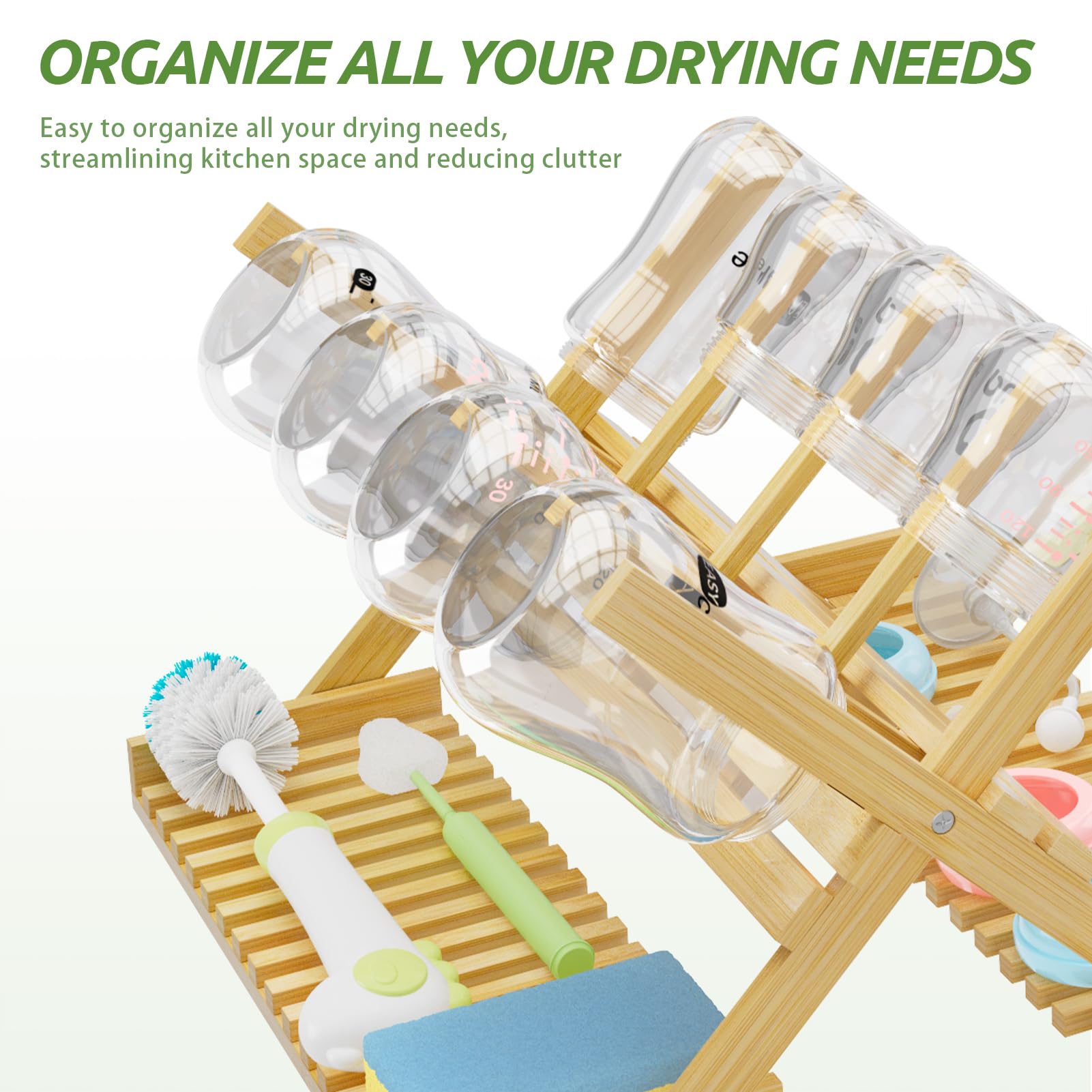 DSVENROLY bottle drying on rack demonstrates rapid air circulation for quicker drying.