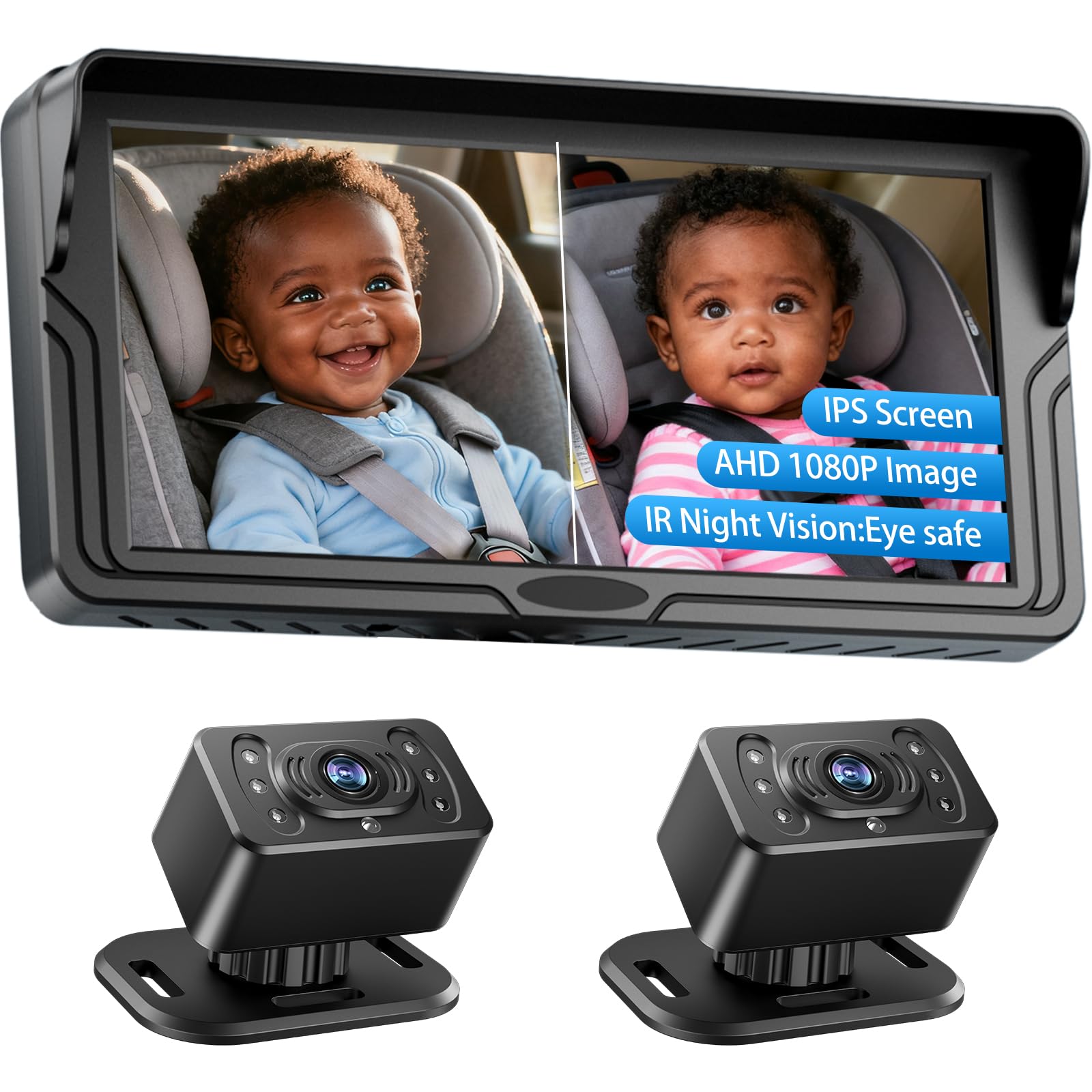 Mtawosh dual-camera monitor with 6.86-inch screen enables clear split-screen viewing for drivers