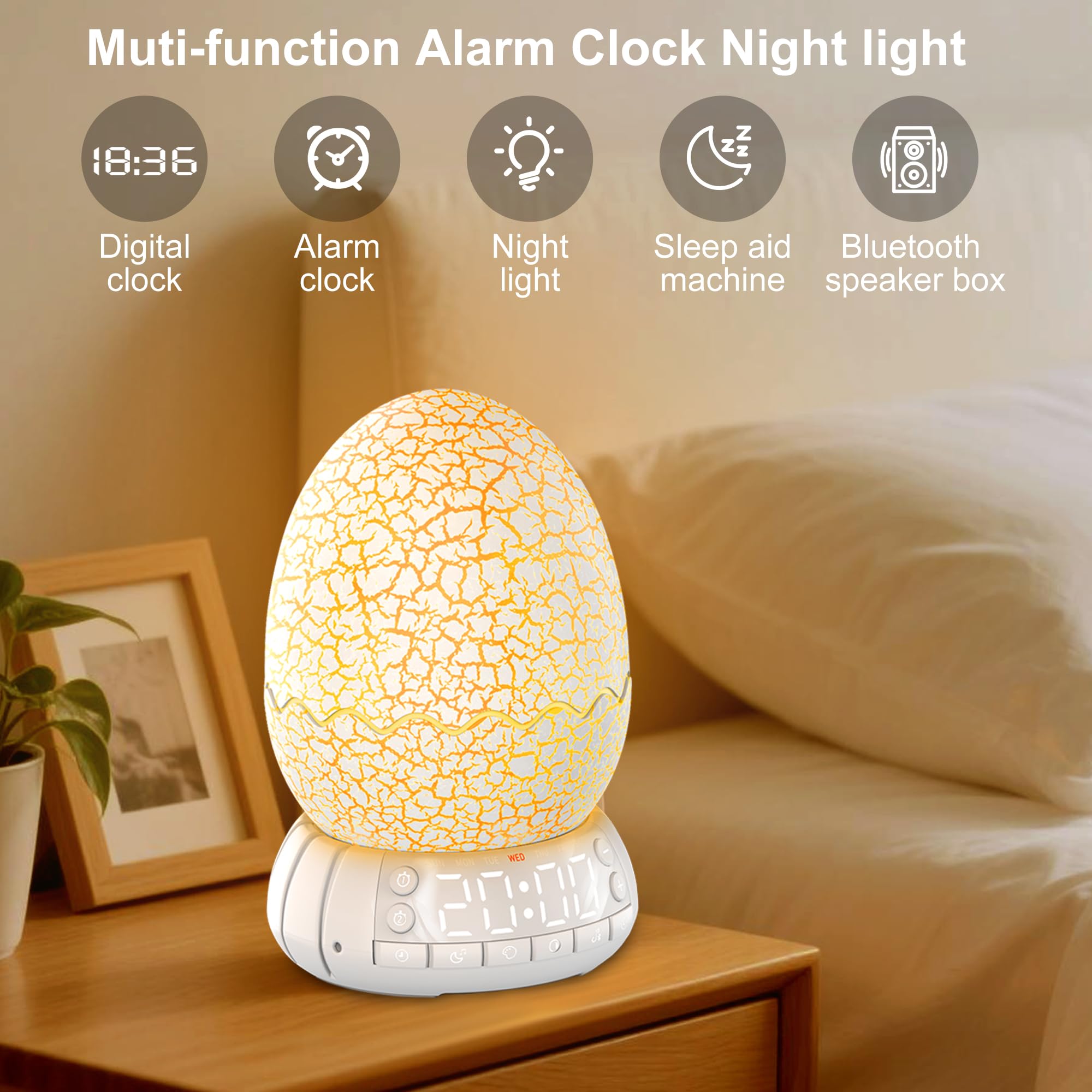 MTDYHY dinosaur egg cracked shell lamp adds whimsical decor with soft ambient light