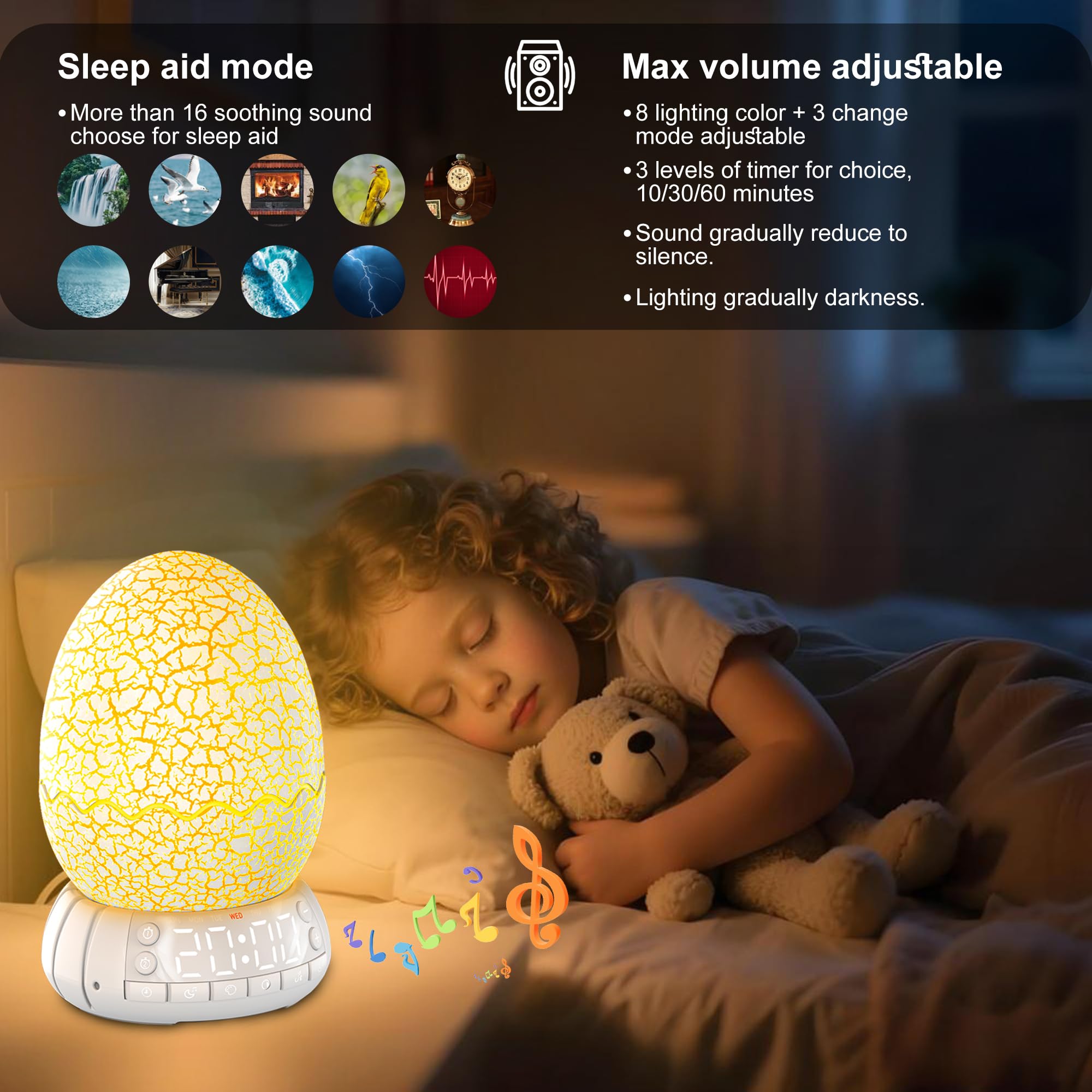 MTDYHY dinosaur egg sleep mode controls customize lighting and audio