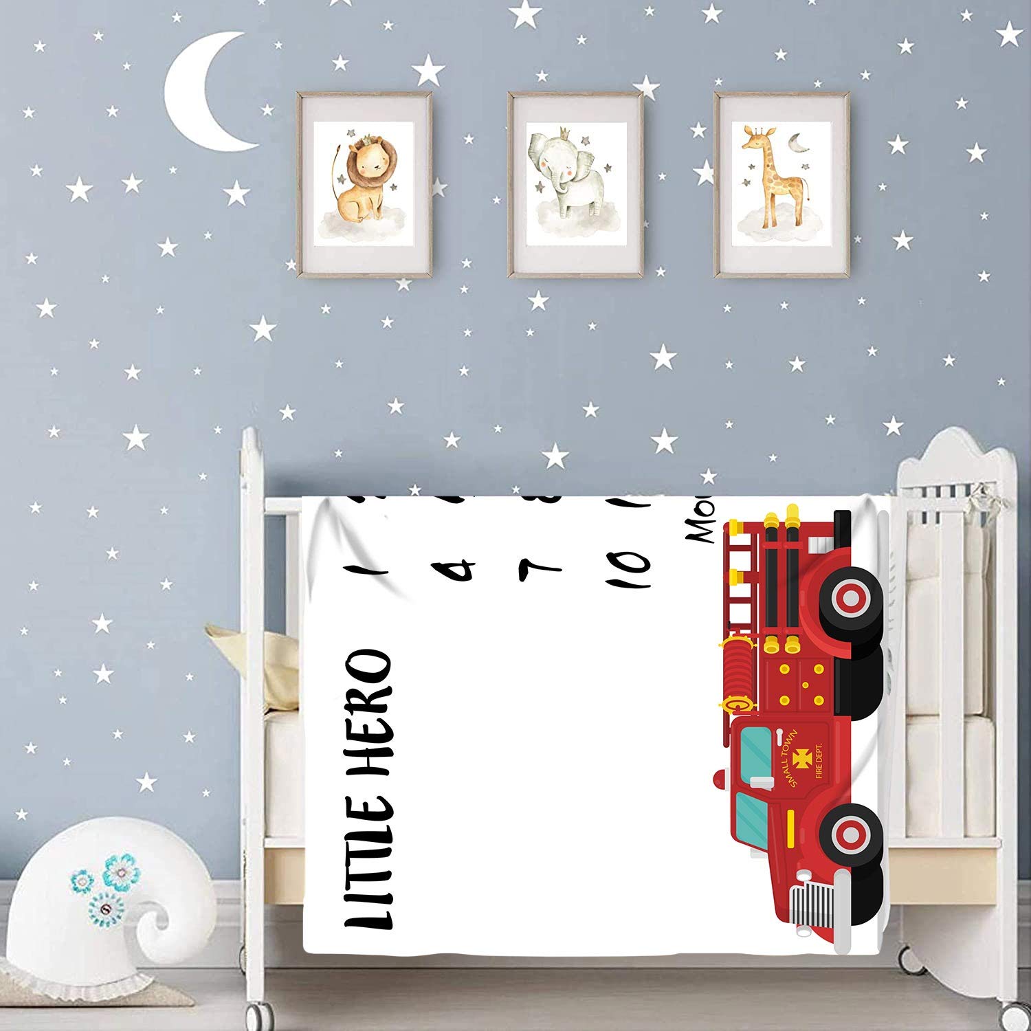 MTMETY Firemen blanket used as swaddle and cozy photography prop.
