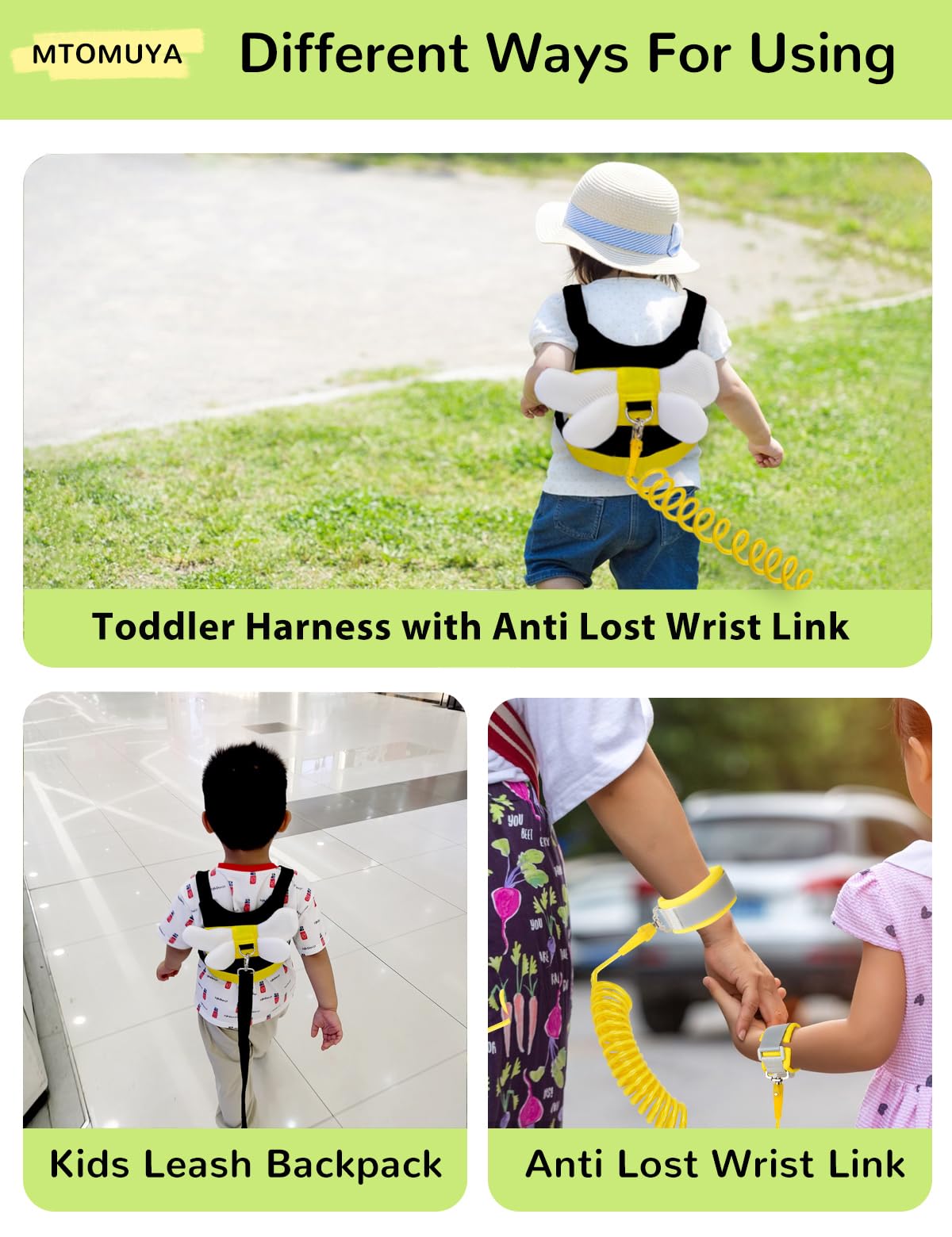 MTOMUYA adjustable straps and buckles fit growing children