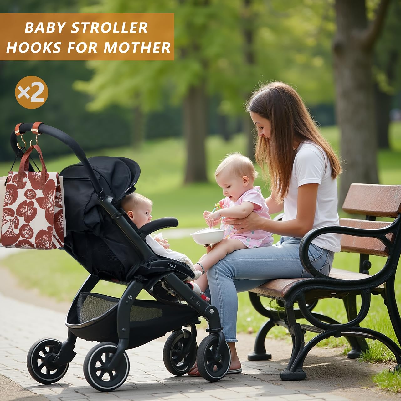 MTTBmrt stroller hooks 66lb capacity supports multiple bags securely.