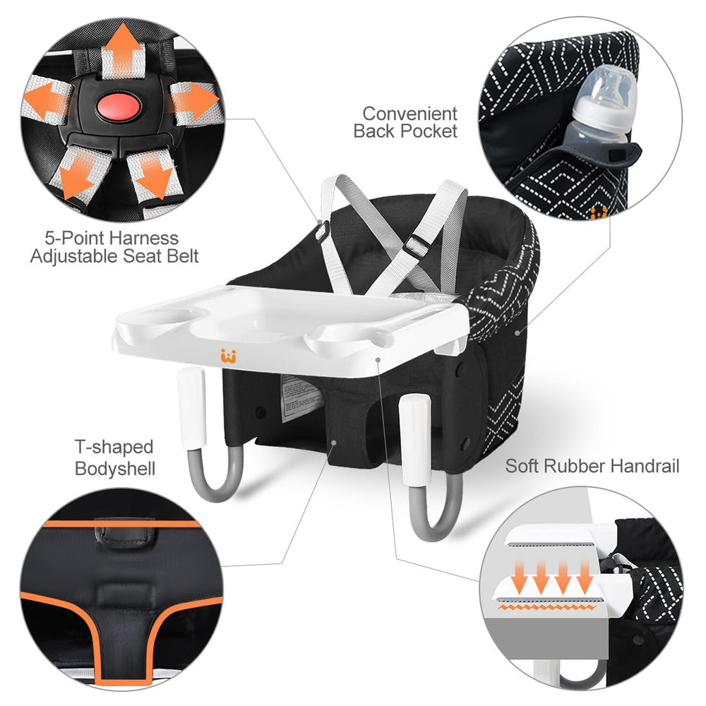 MTWML Hook On High Chair cotton cushion provides breathable comfort during meals.