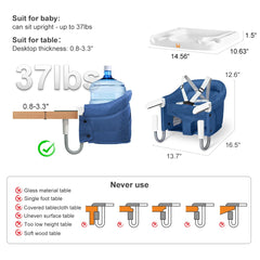 MTWML Hook On High Chair folds flat for compact travel and storage.