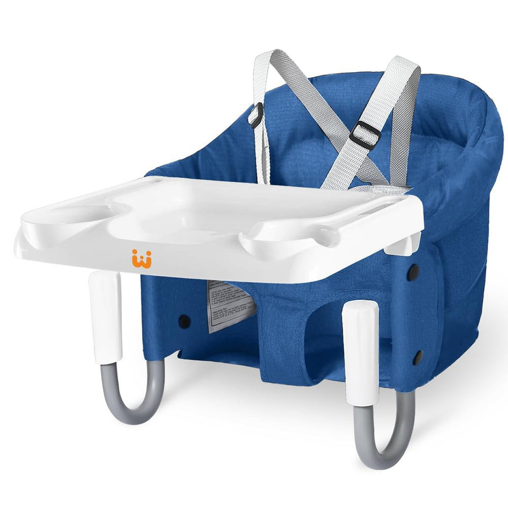 MTWML Hook On High Chair in use at table promotes convenient family meals.