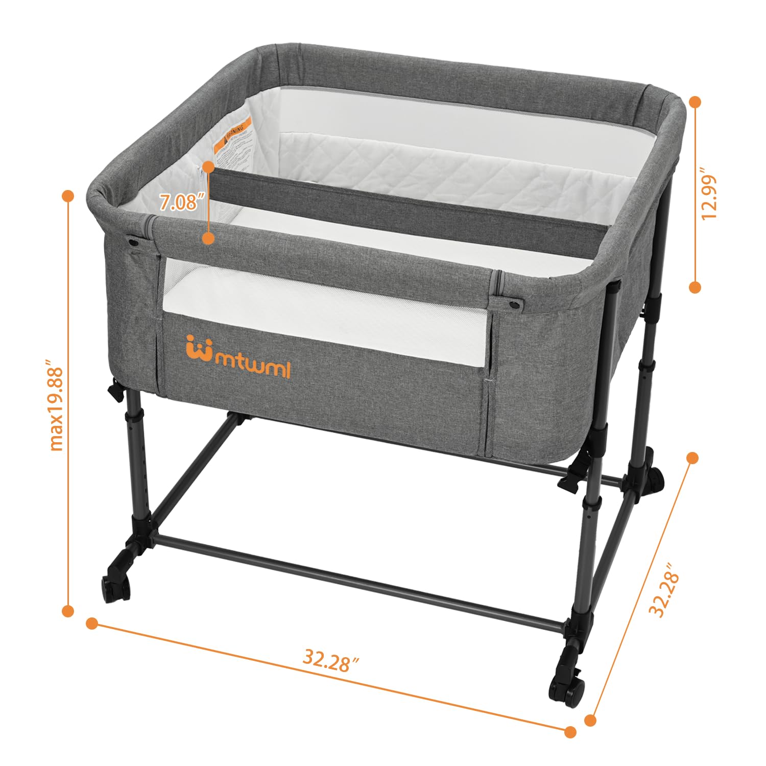 MTWML twin bassinet easy cleaning with removable cover