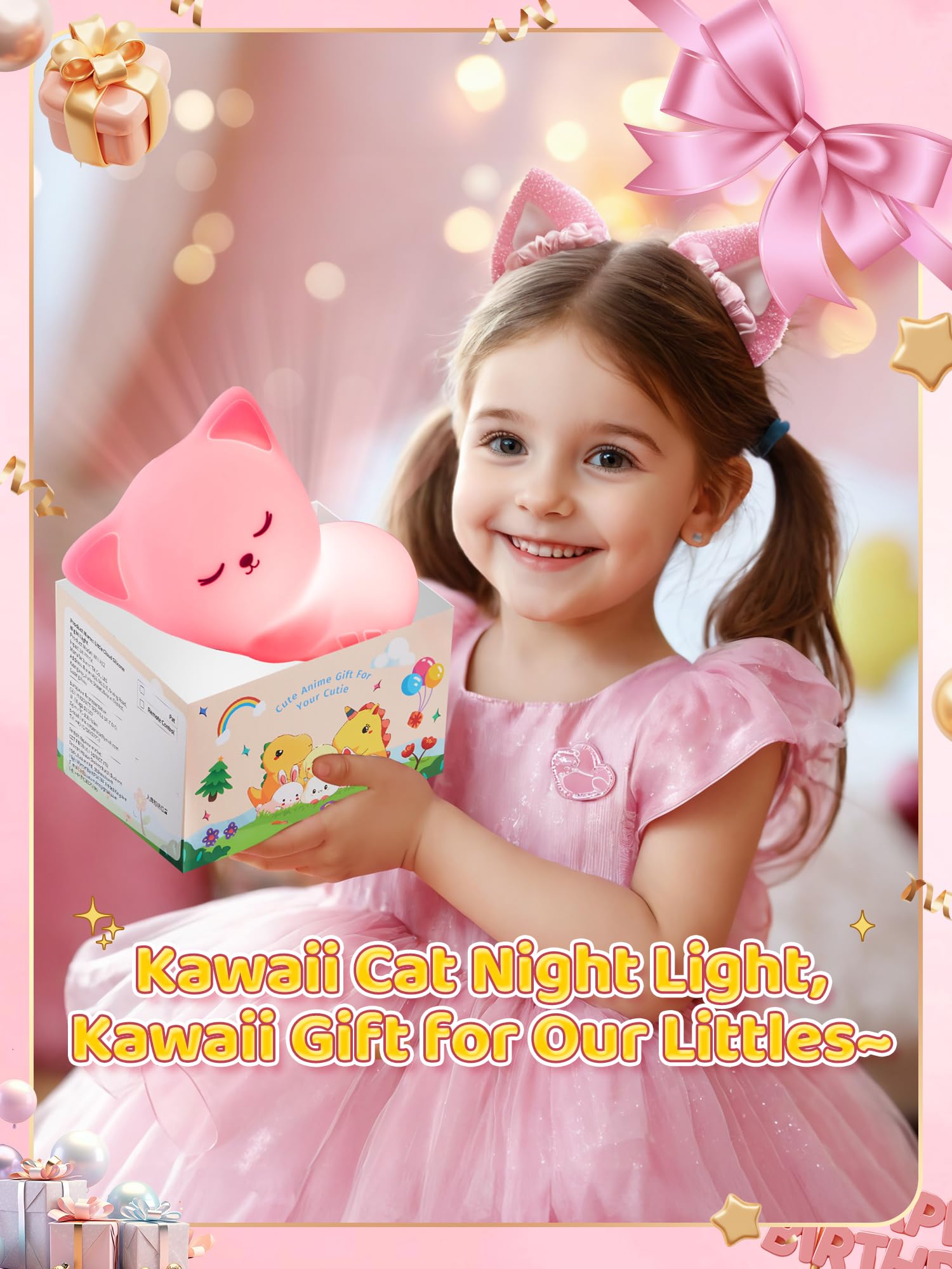 Mubarek teen gift pack ready to brighten celebrations with a cute cat lamp.