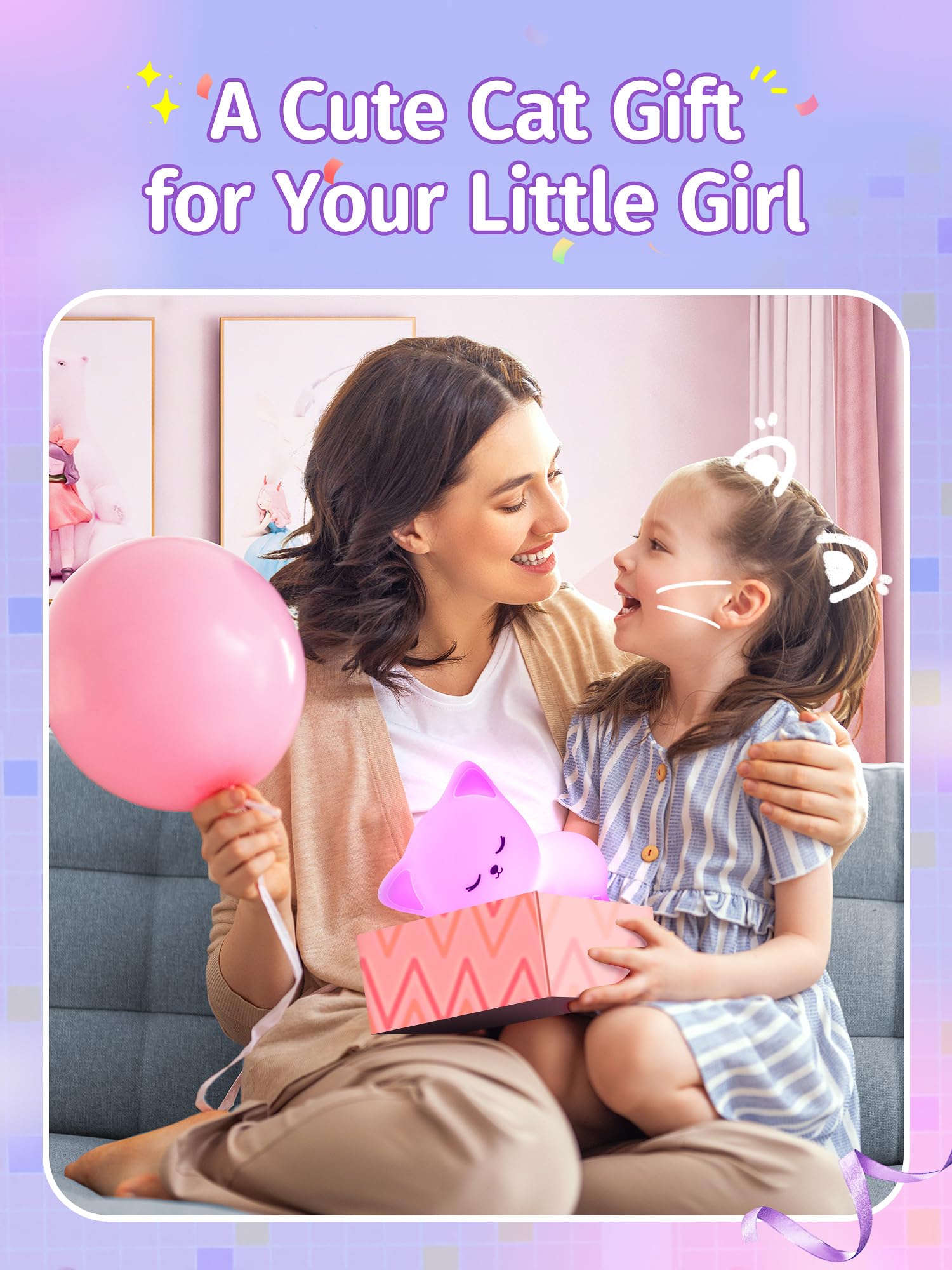 Mubarek Cat Night Light makes a cute gift for babies and kids.
