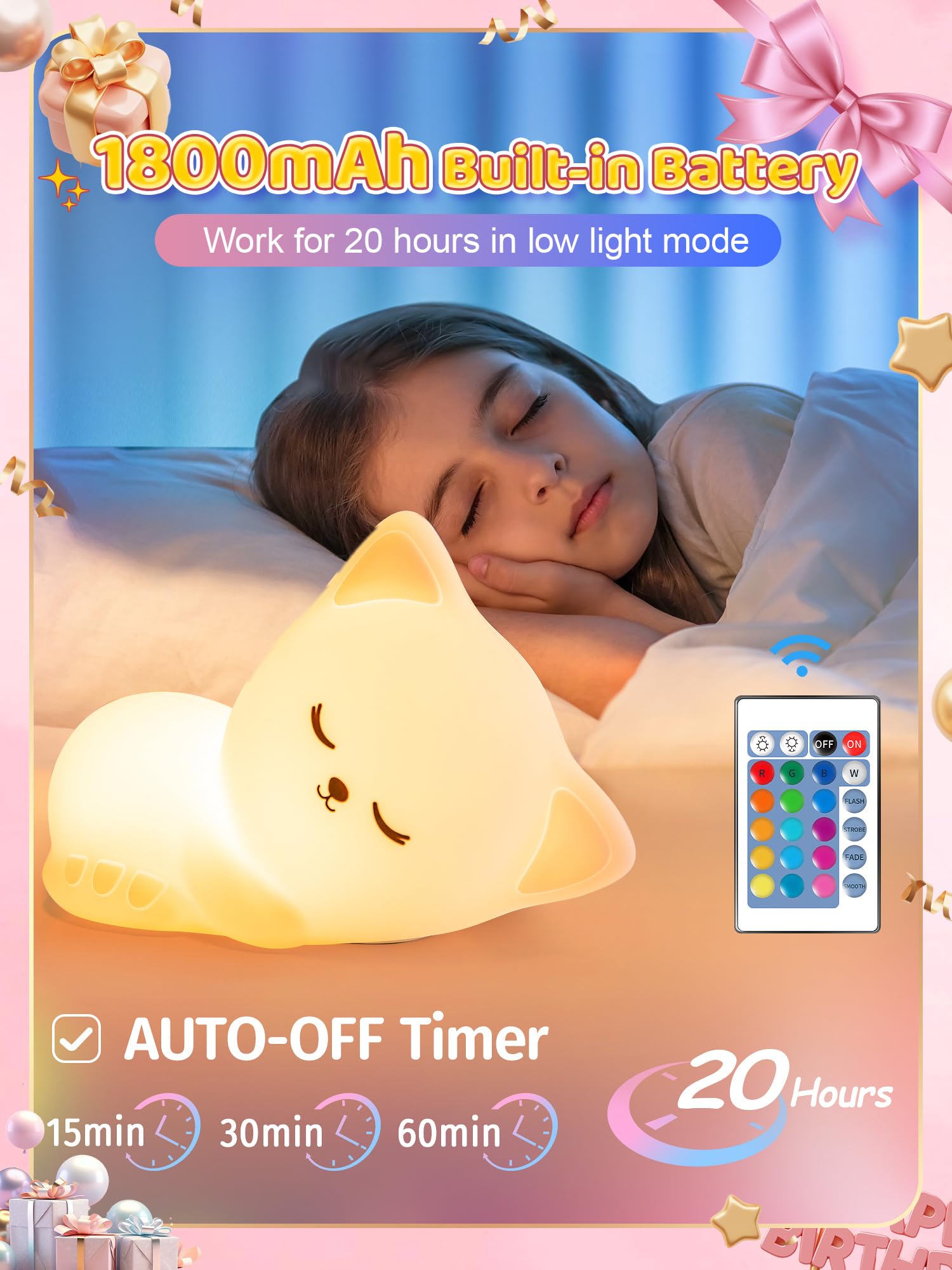 Mubarek silicone night light is soft, BPA-free, safe for kids.
