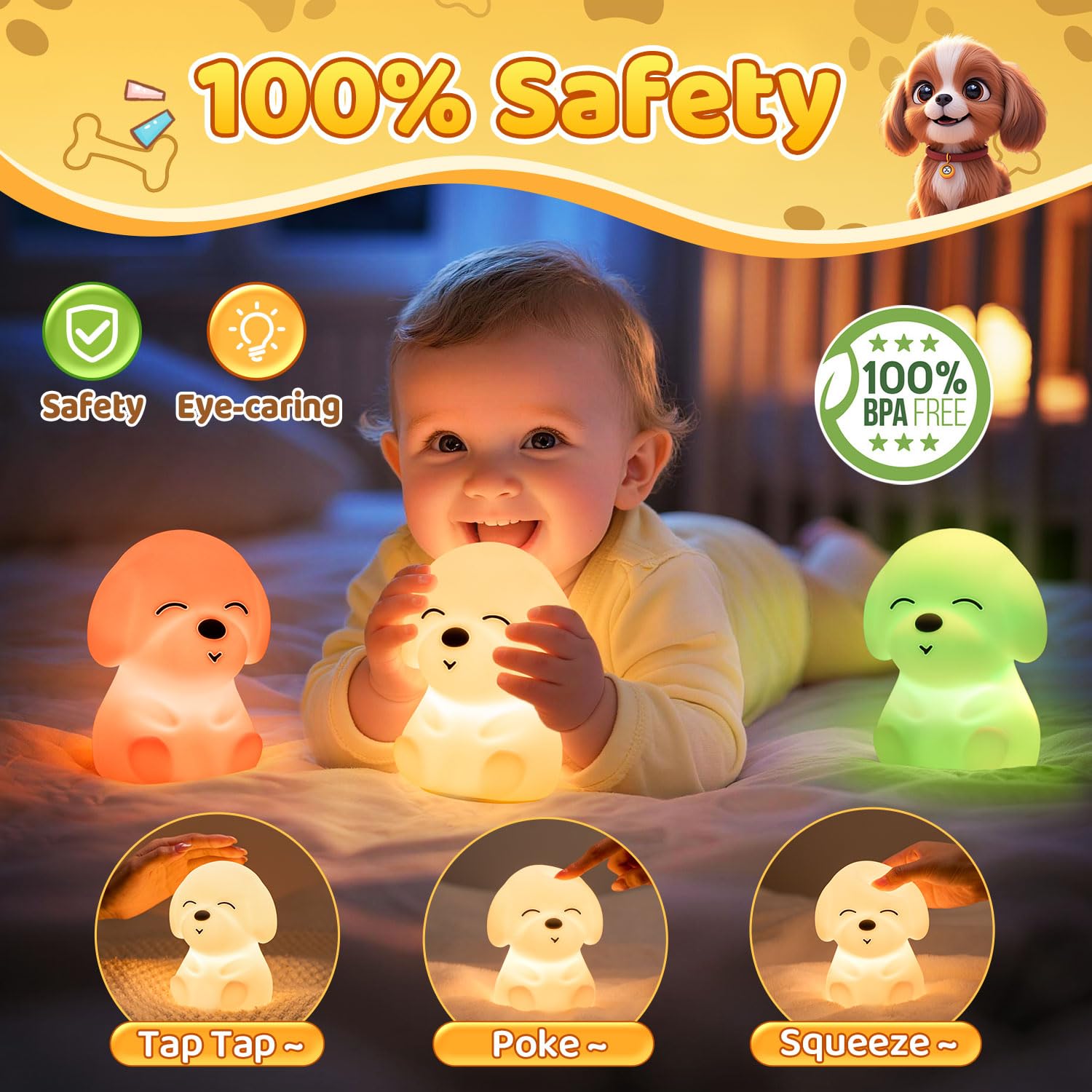 Mubarek night light kids 30/60 min timer helps auto-sleep routine.