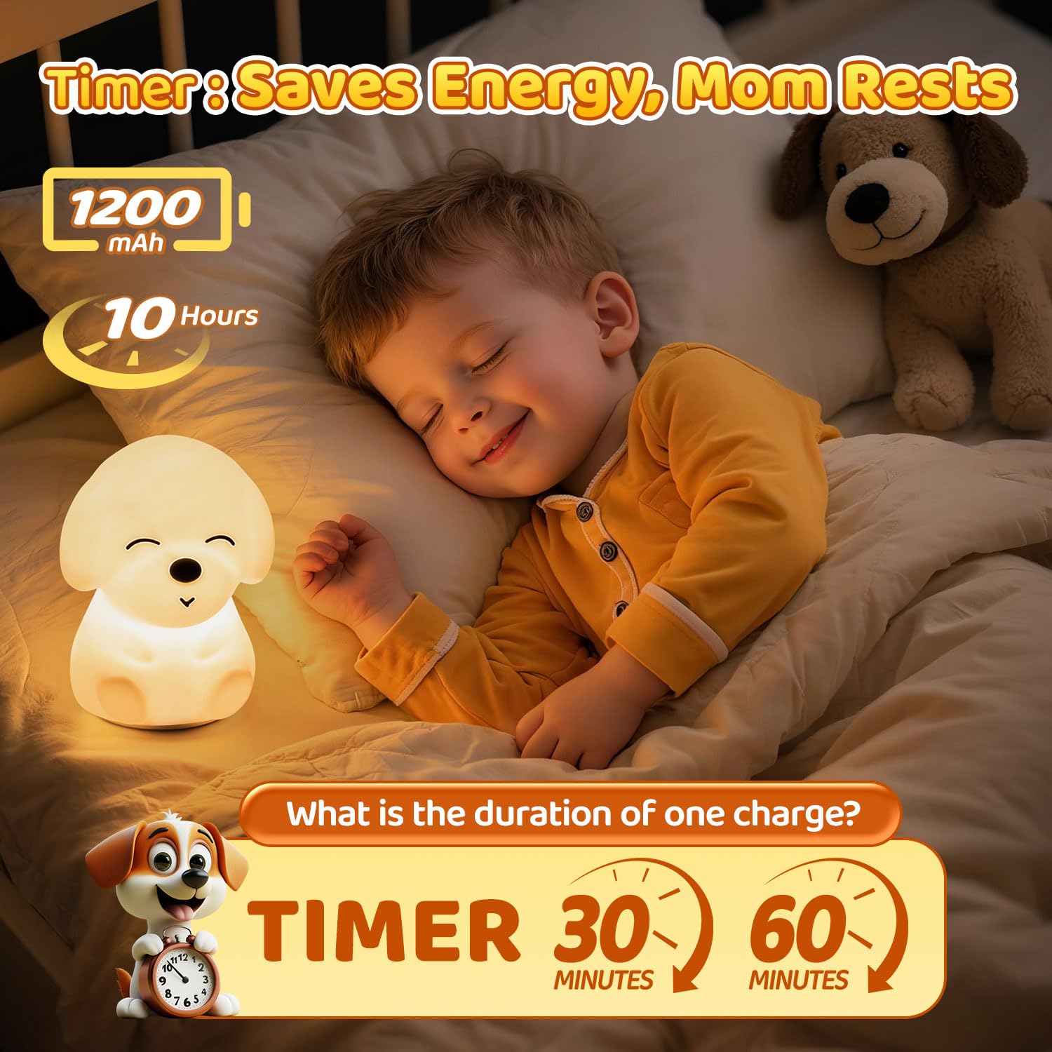 Mubarek soft silicone night light hugs safely as a toy.