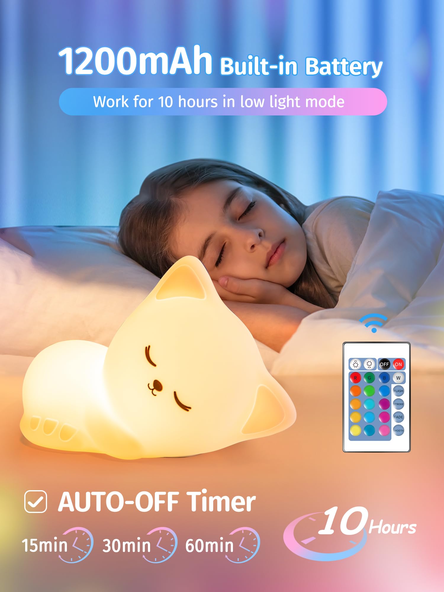 Mubarek Silicone Night Light features soft edible-grade silicone for safe cuddling.