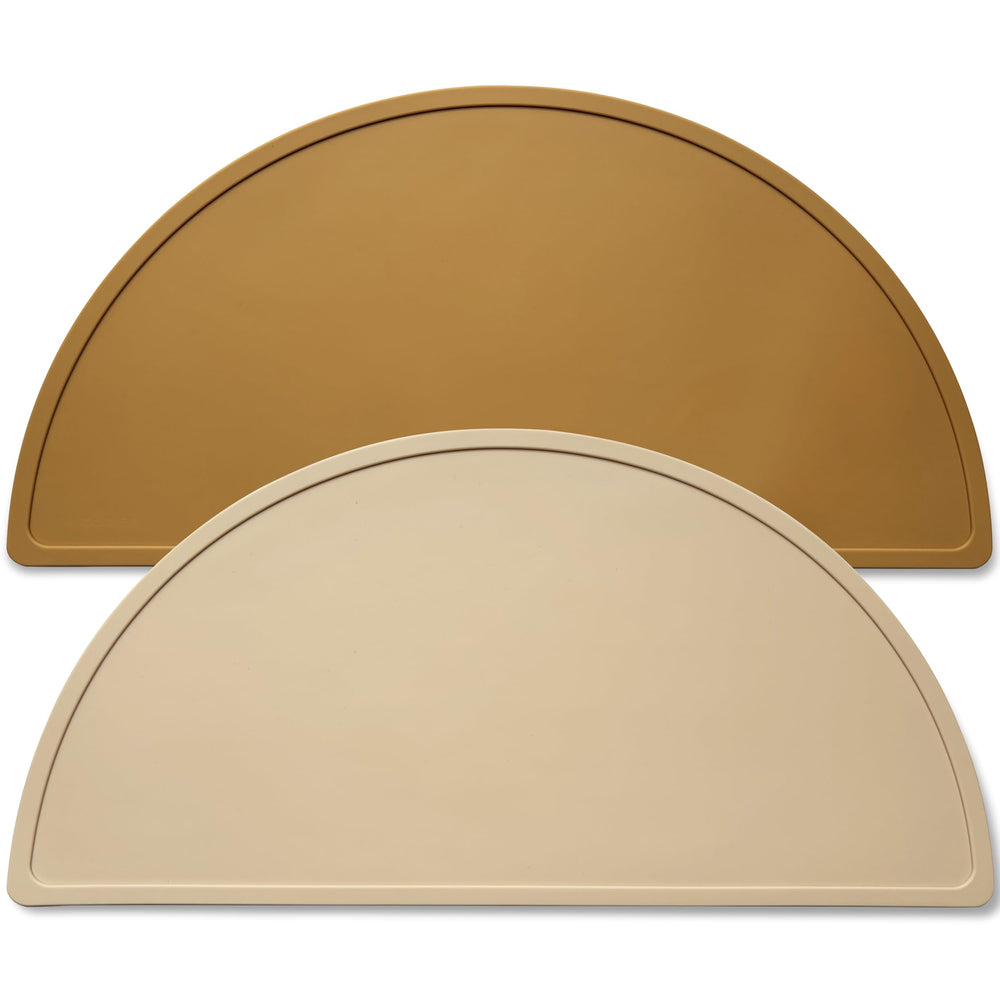 Mubobiee Silicone Placemats 2-pack on dining table offering mess-free dining surface