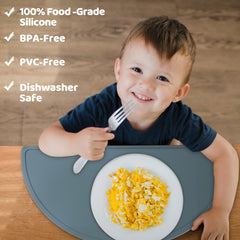 Mubobiee silicone placemats mealtime-mat closeup shows non-slip bottom for secure feeding.