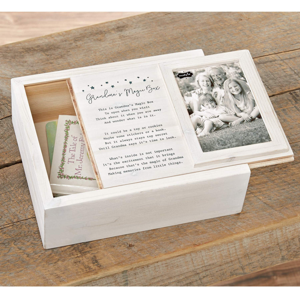 Mud Pie Keepsake Grandma's Magic Box photo opening to display grandchildren's photo