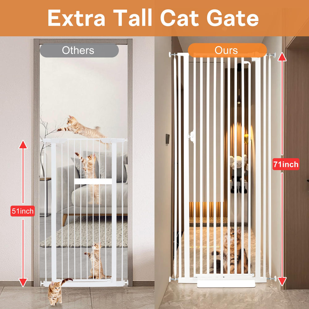 Mudanku auto-close feature on the 71-inch cat gate reduces open-door risk.