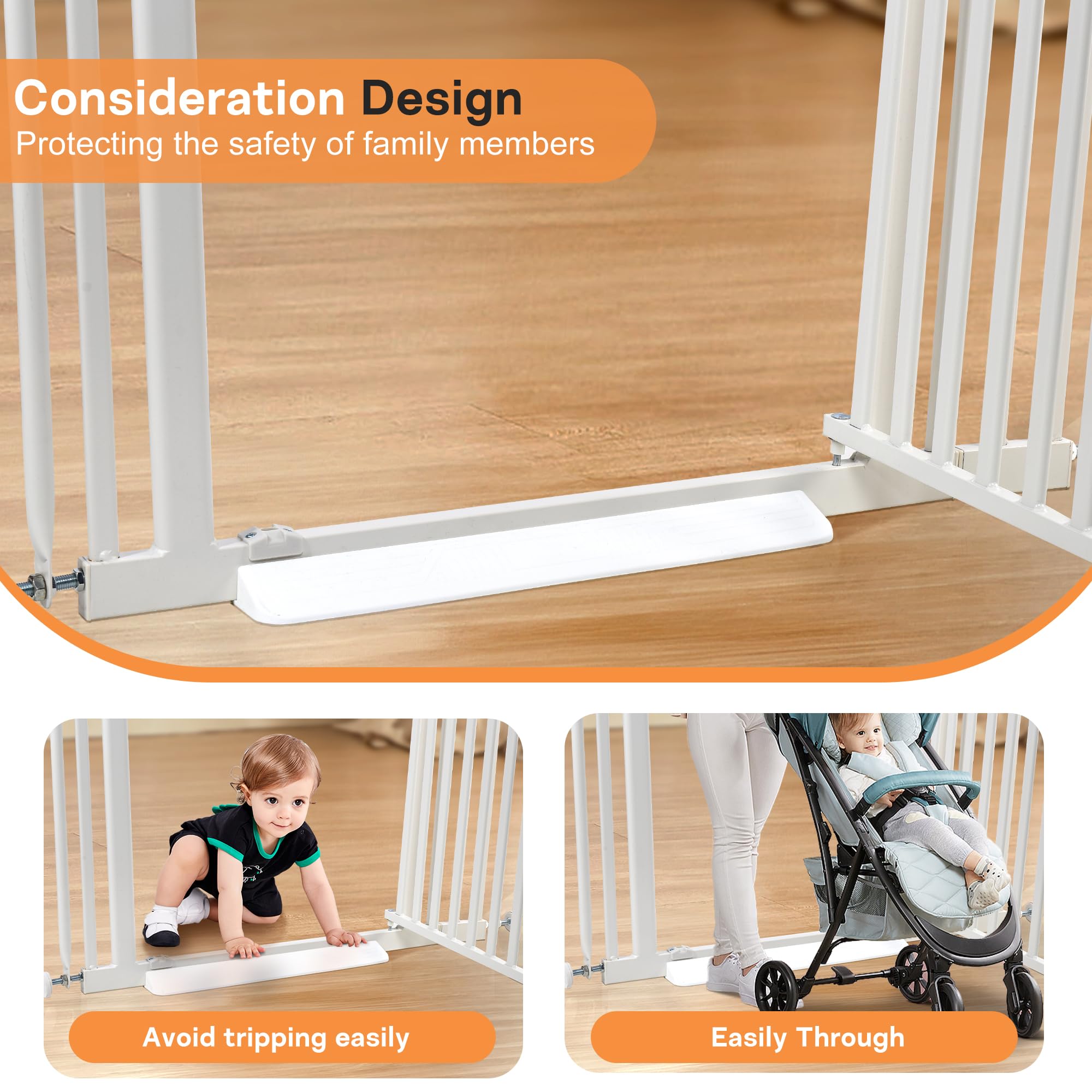 Mudanku white 71-inch cat gate blends with interiors while offering tall containment.