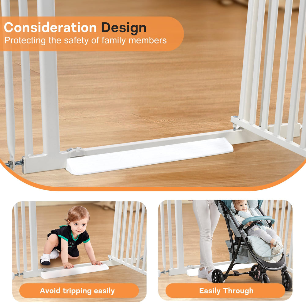 Mudanku white 71-inch cat gate blends with interiors while offering tall containment.