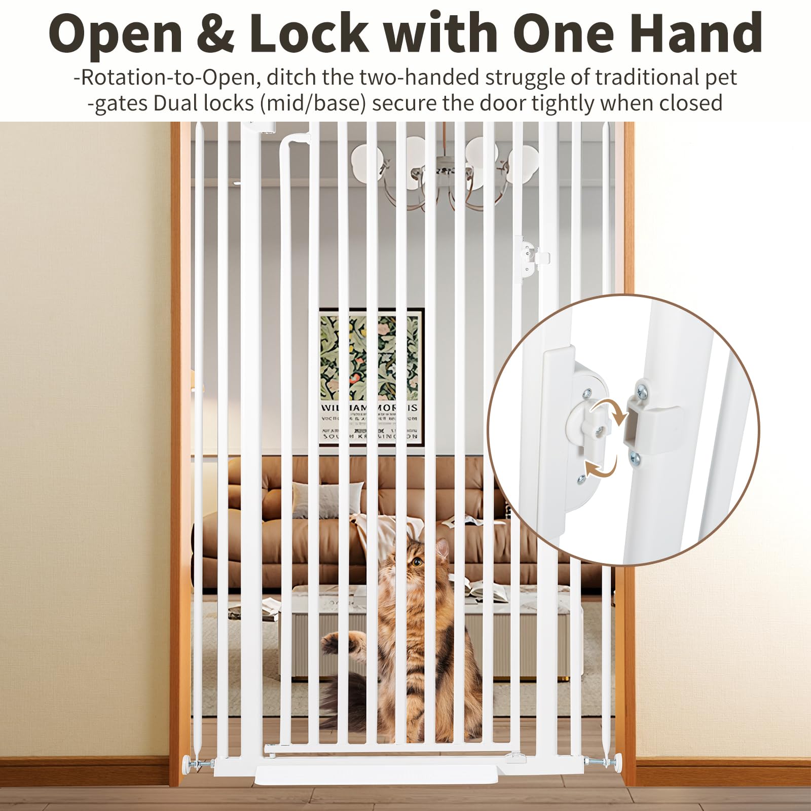 Mudanku cat gate auto-close feature in use for safety