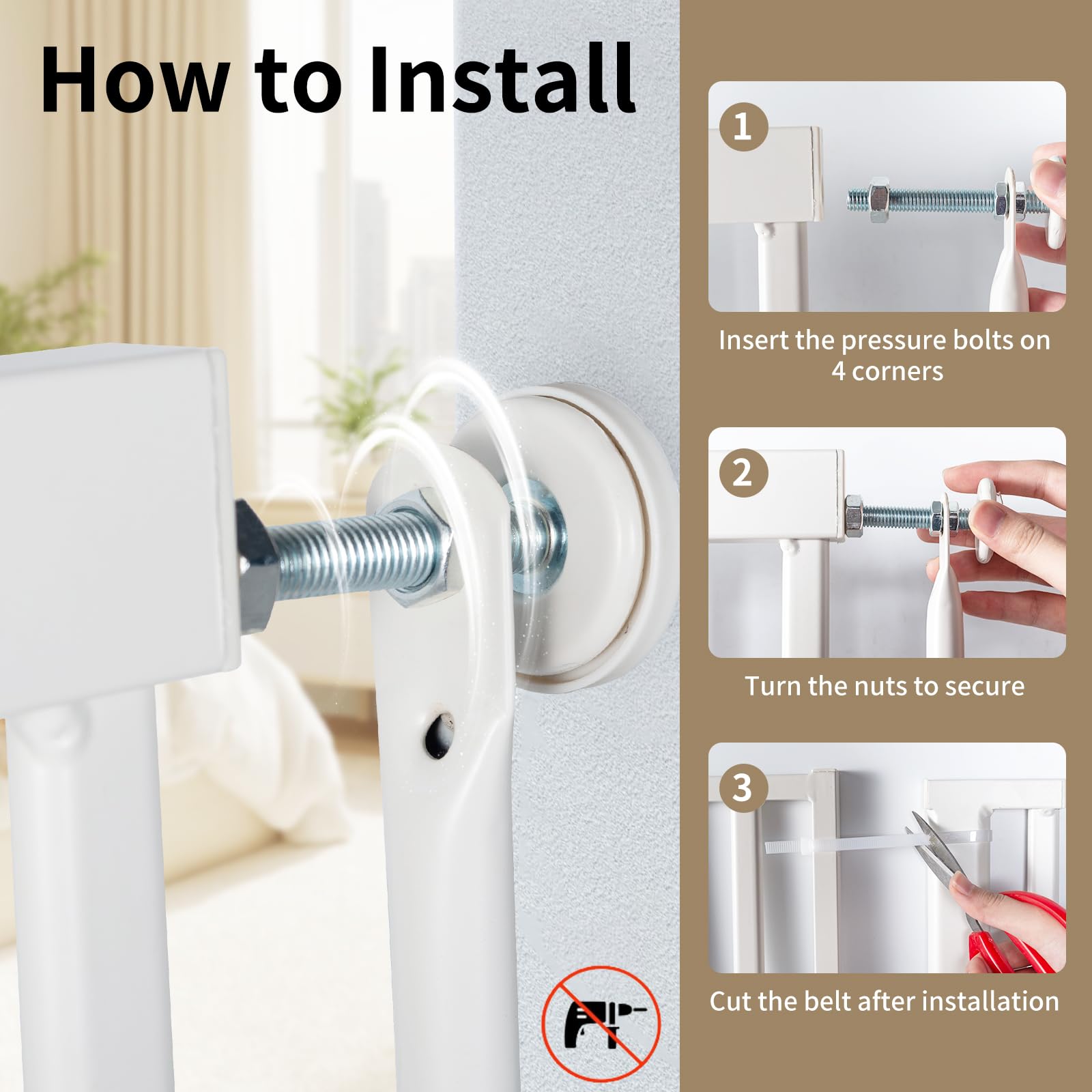 Mudanku cat gate extension rod adjusts width from 29.5 to 33.4 inches