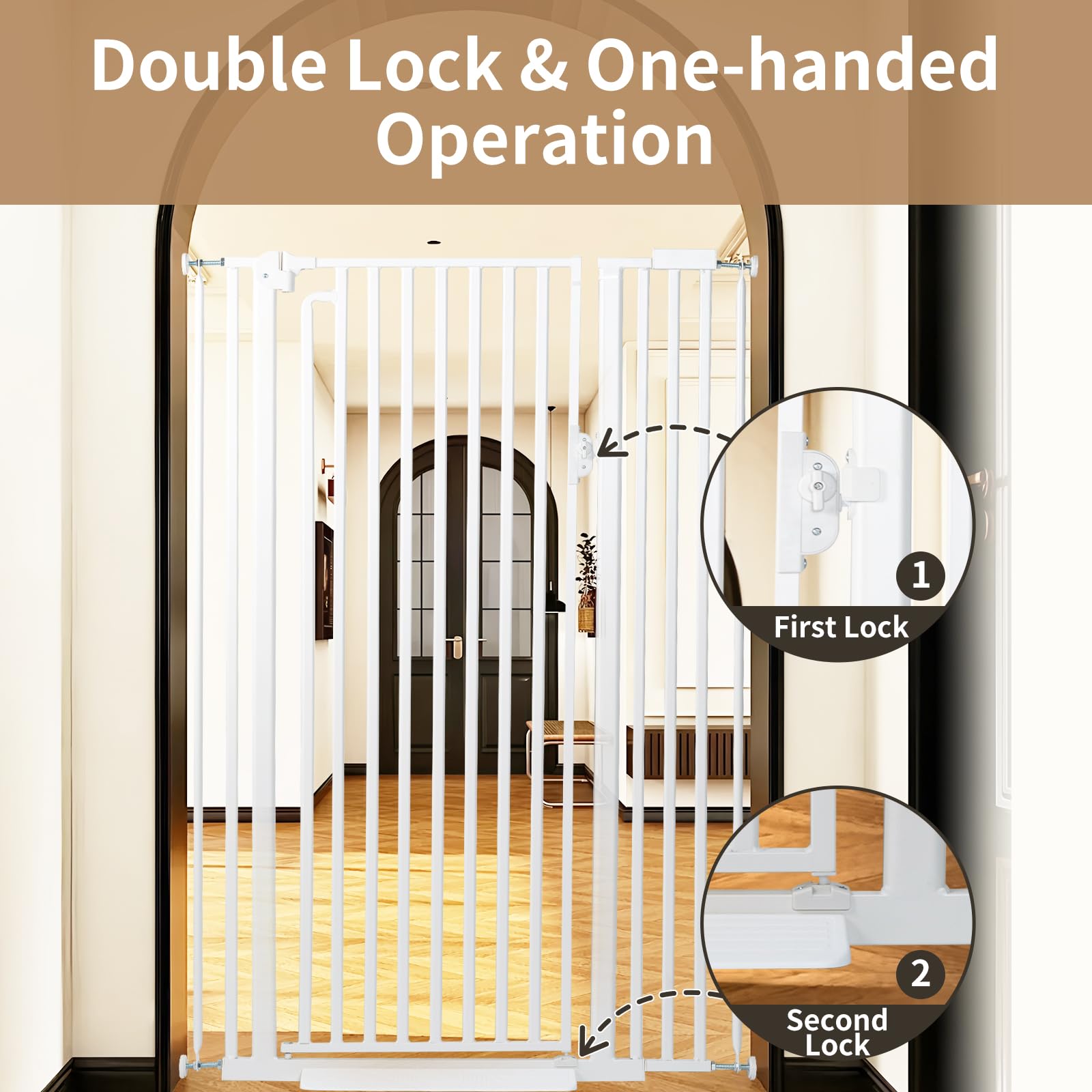 Mudanku wide-width-adjustable gate adapts to openings with secure restraint.