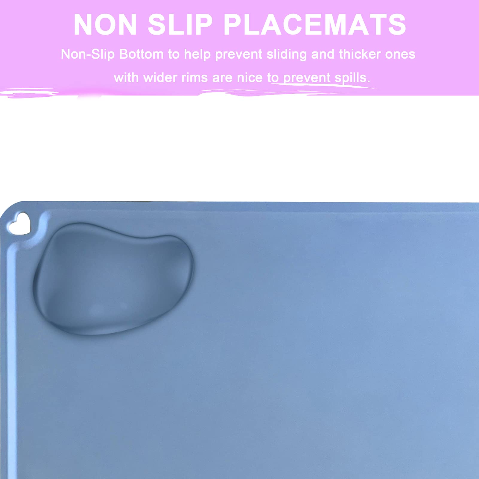 Mudocp color-pack placemats provide three-color options for easy dining setup.