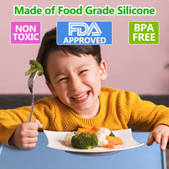 Mudocp silicone placemats with non-slip grip stay put during self-feeding.