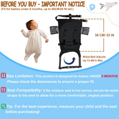 MueKeesam baby airplane bed attached to the tray for hands-free feeding support.