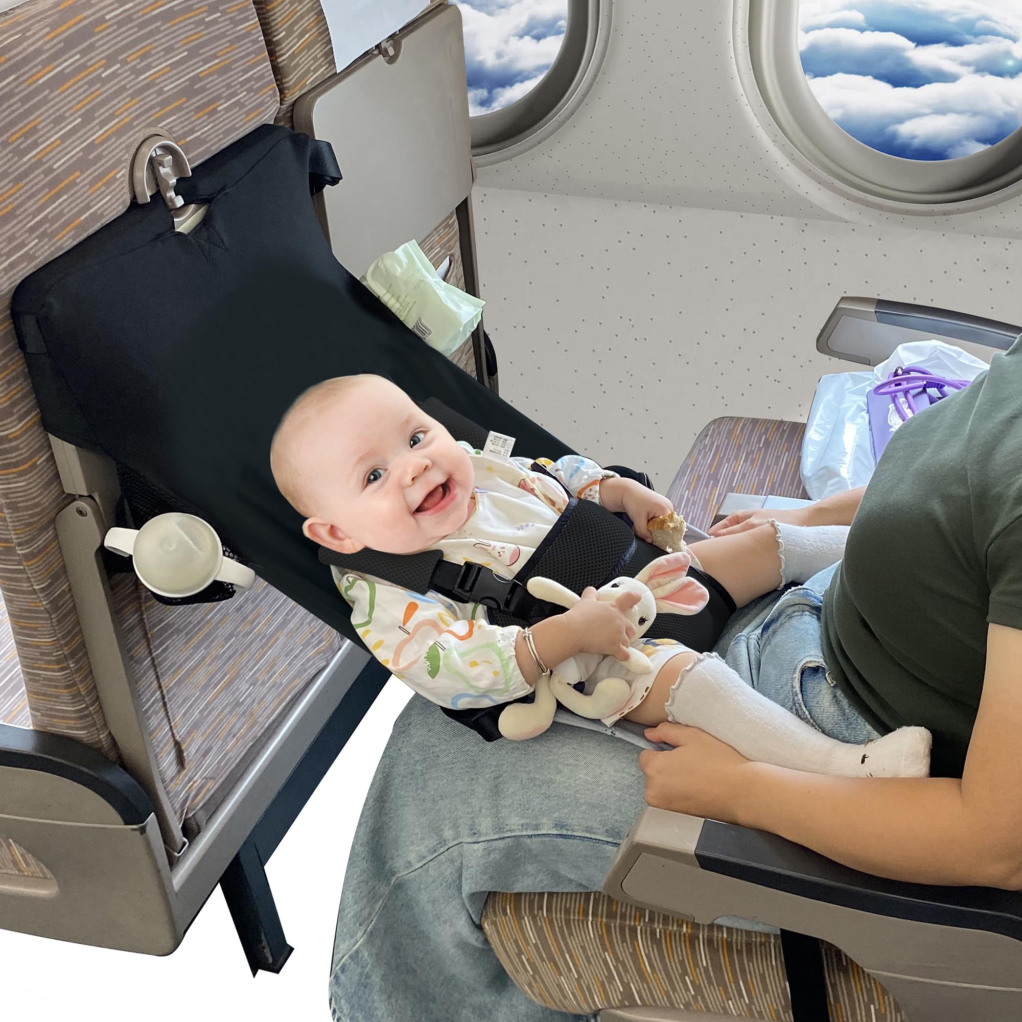 MueKeesam baby airplane bed folded compact for easy travel storage.