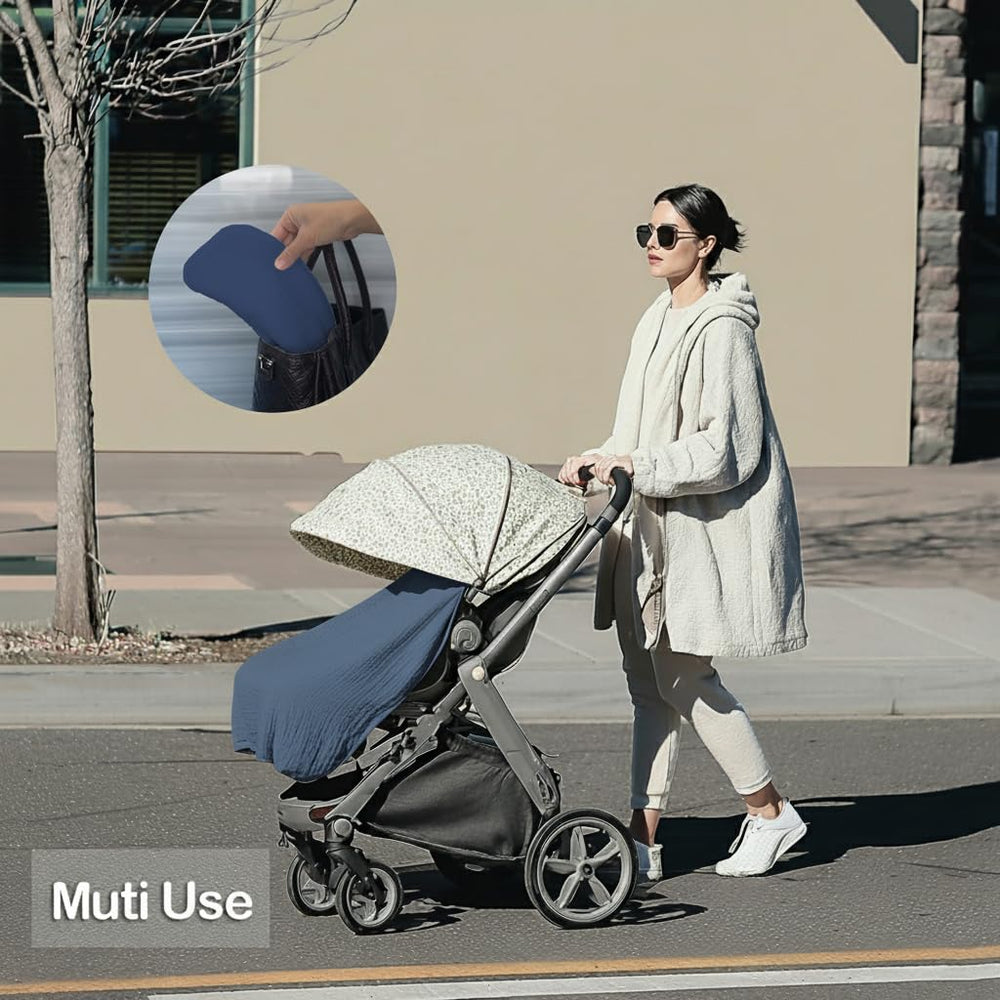 MUGVELL nursing cover used as stroller canopy for sun protection