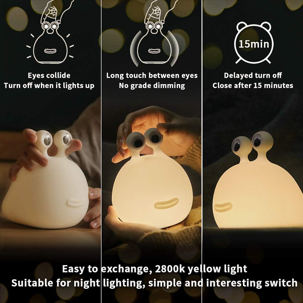MUID slug night light soft glow bedside demonstrates warm 2800K light for soothing bedtimes