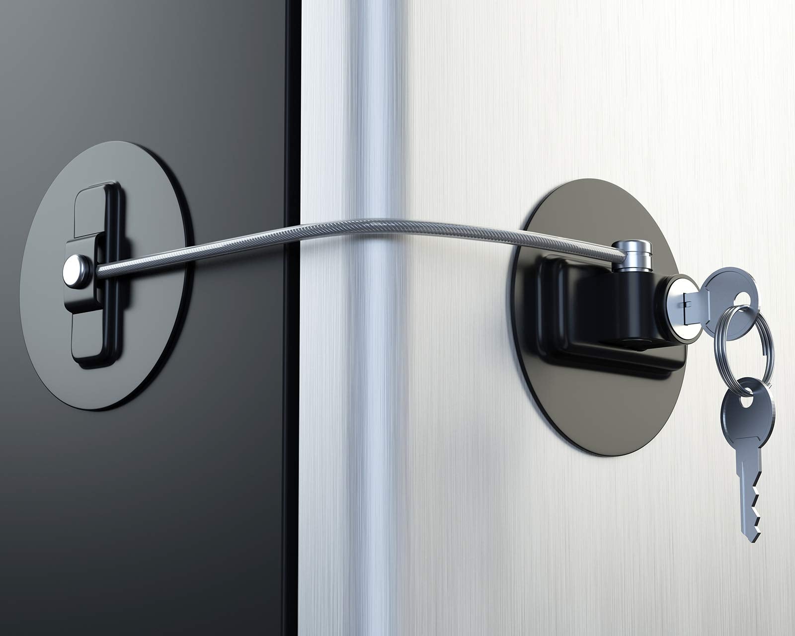 MUIN refrigerator lock front view; secure access for households.