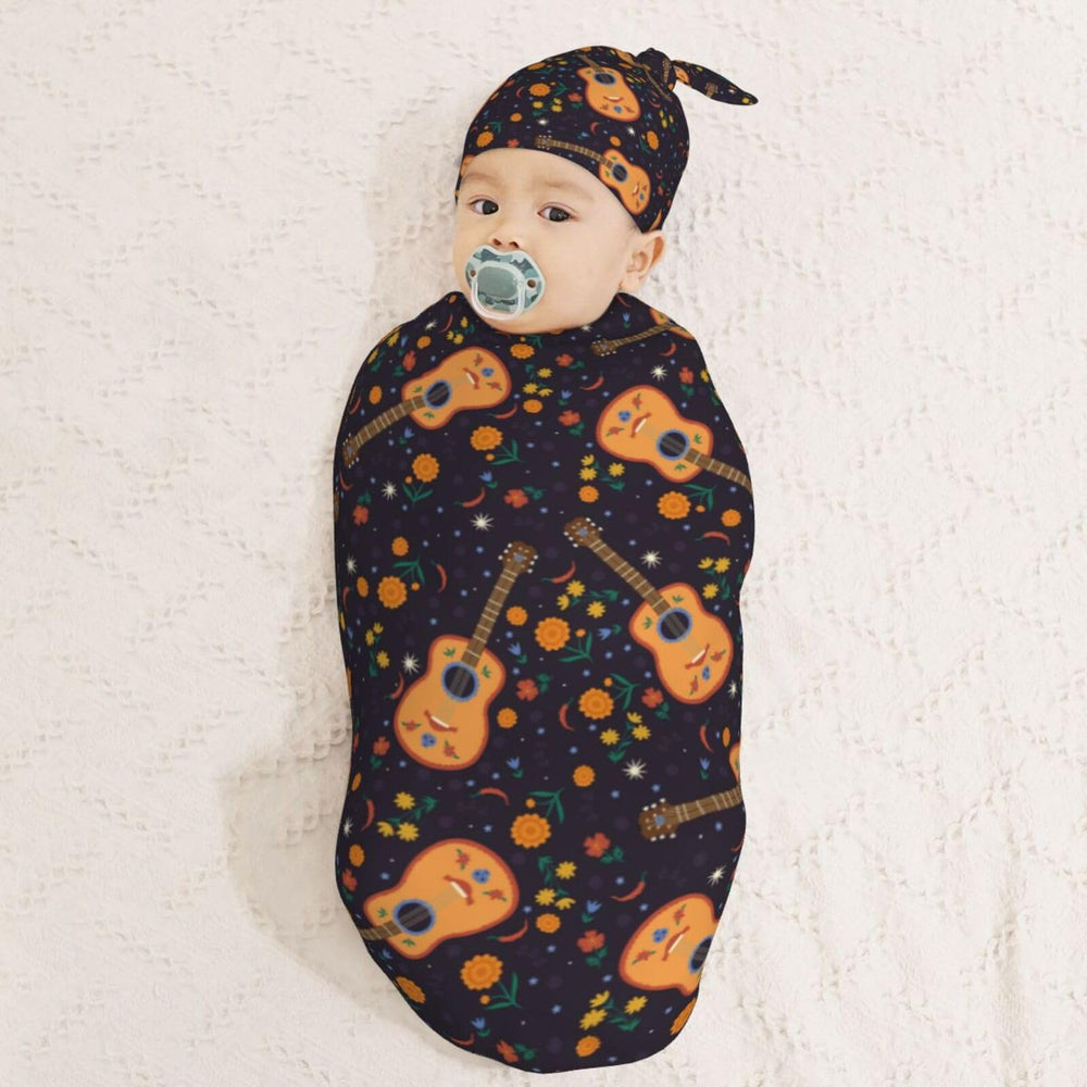 Muishi Guitar with Moon swaddle fabric texture close look
