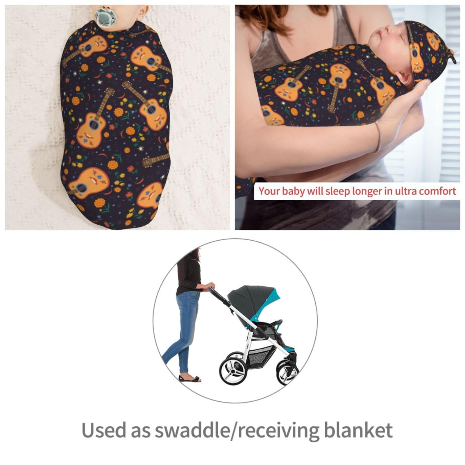 Muishi Guitar with Moon swaddle no-zip design highlighting smooth edges