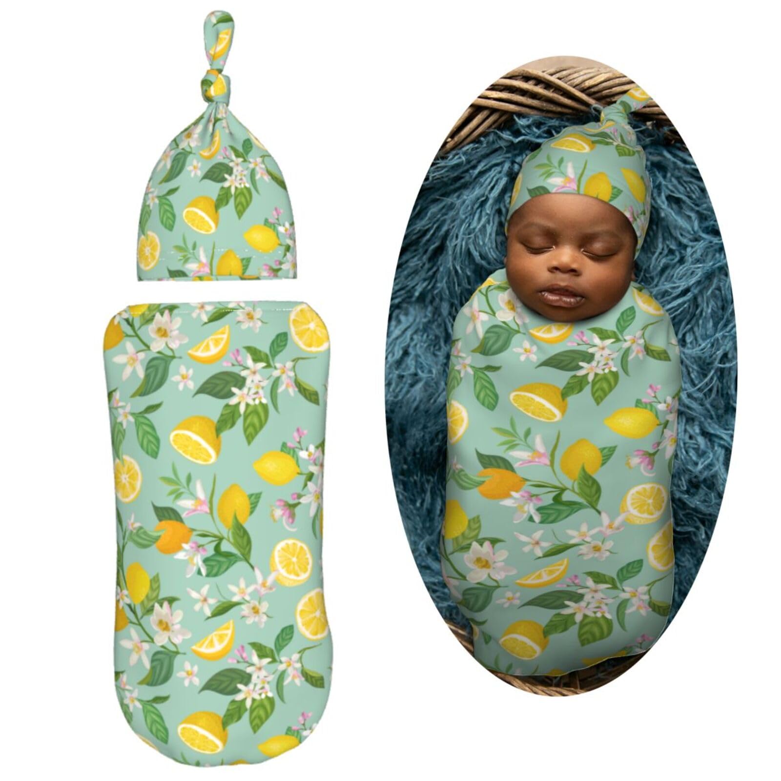 Muishi newborn hat with flowers lemon promotes cozy baby warmth.