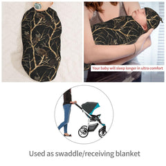 Muishi size reference for 0-6 months swaddle blanket and hat usage.