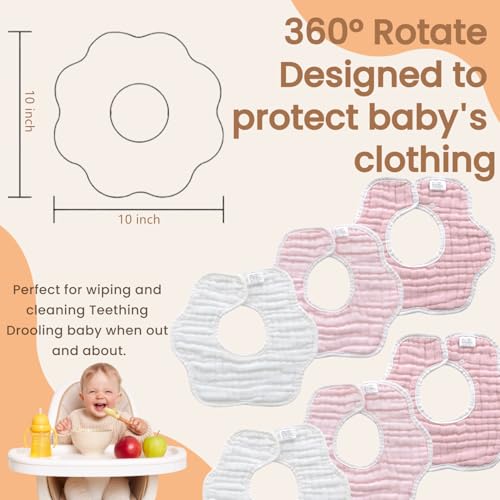 MUKIN muslin texture bib highlights breathable, absorbent cotton for drool and feed times